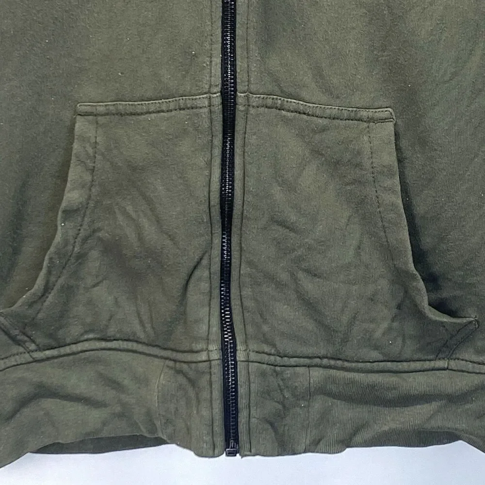 True Religion M Hoodie Budda World Tour Logo Full Zip Olive Green Y2K Vintage